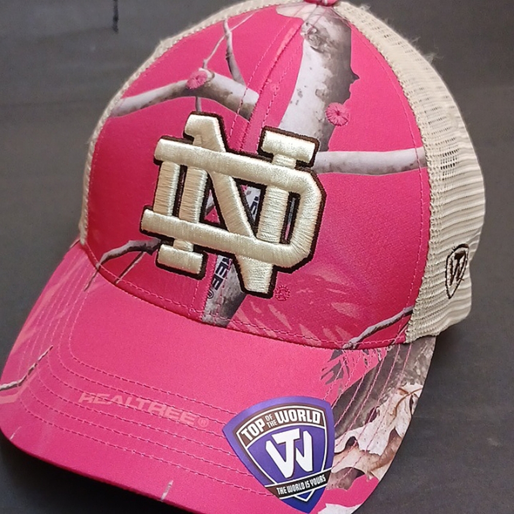 NWT Notre Dame real tree pink camo trucker hat. - Picture 1 of 4